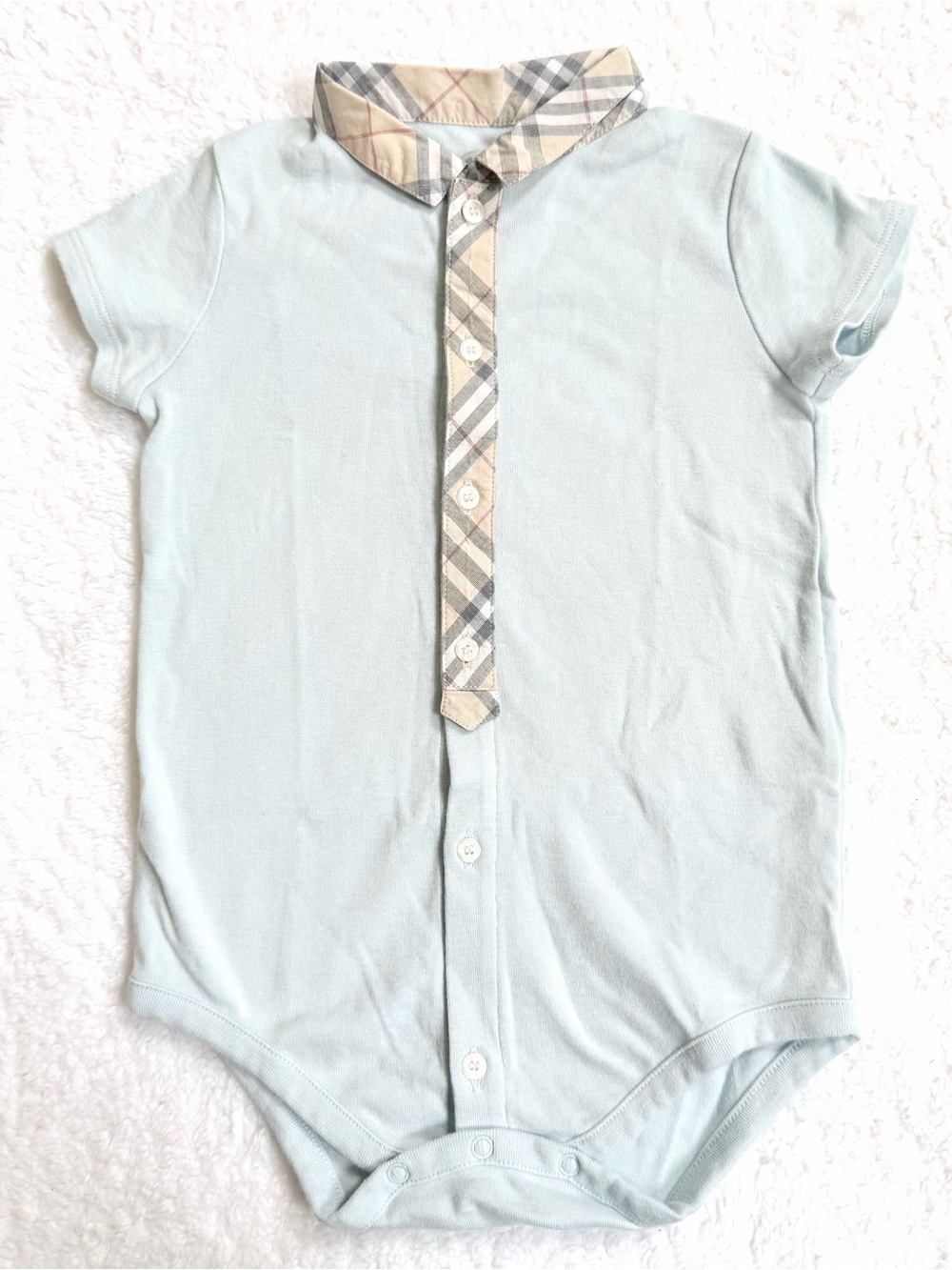 Burberry Baby Boy Onepiece Nova Check Plaid Rompers Beige 12m Infant Unisex blue